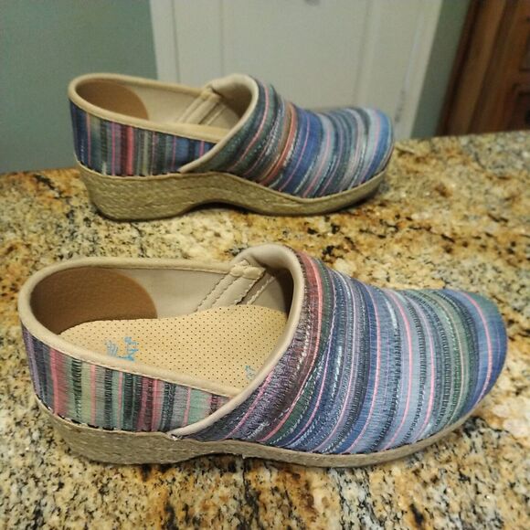 Dansko Pro Clog Womens Jute Rainbow Stripe Artisan Weave EU 37 US 6.5 - Picture 5 of 12